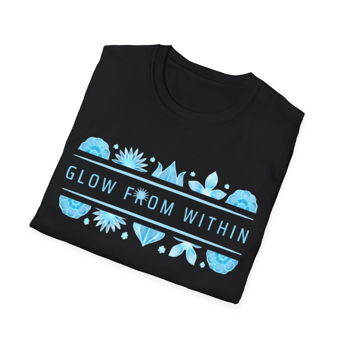 Glow From Within T-Shirt -Glowing Blue Floral Line