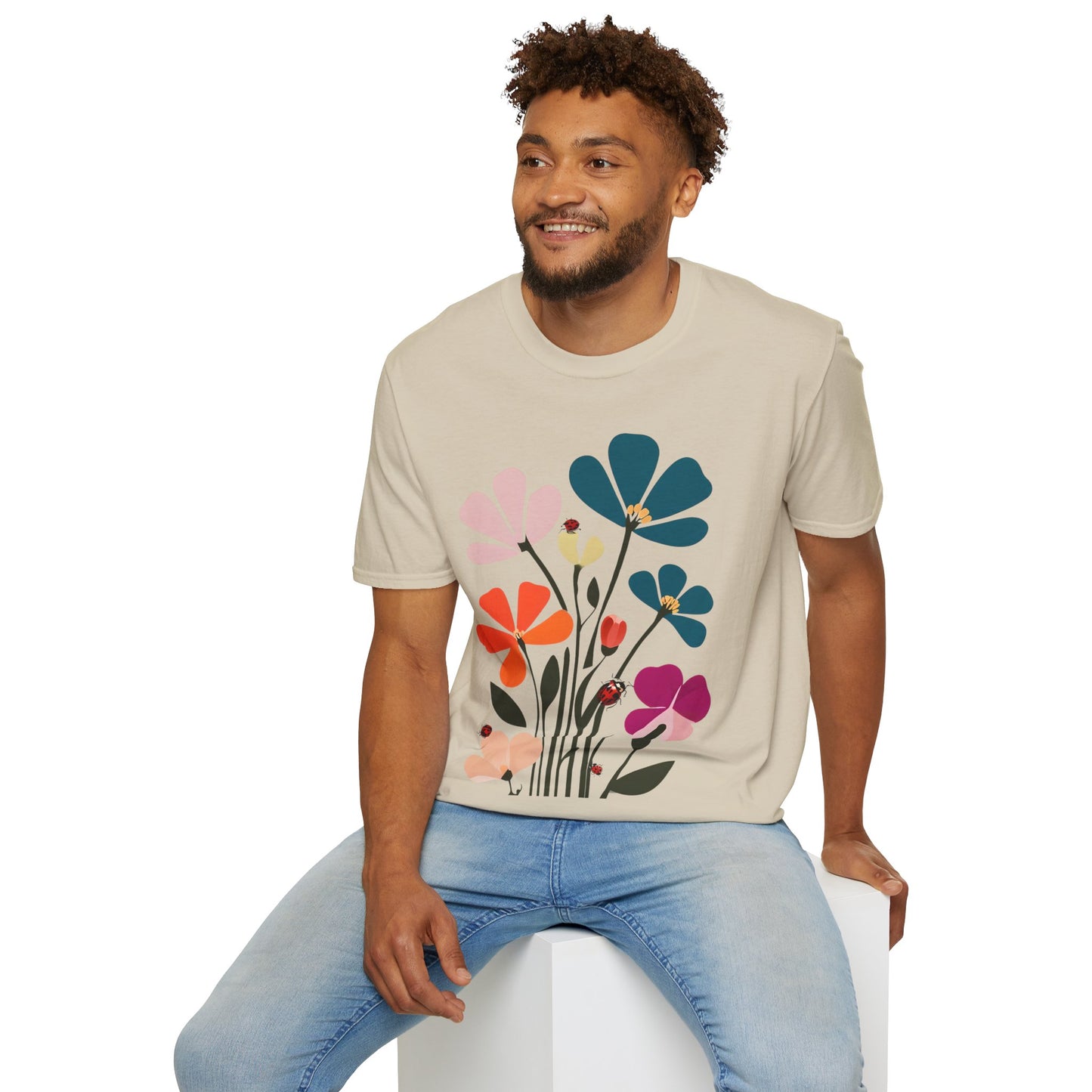 Vibrant Flowers Minimalistic T-Shirt Design
