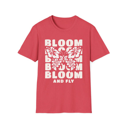 Bloom And Fly - Monochrome Floral Butterfly T-Shirt