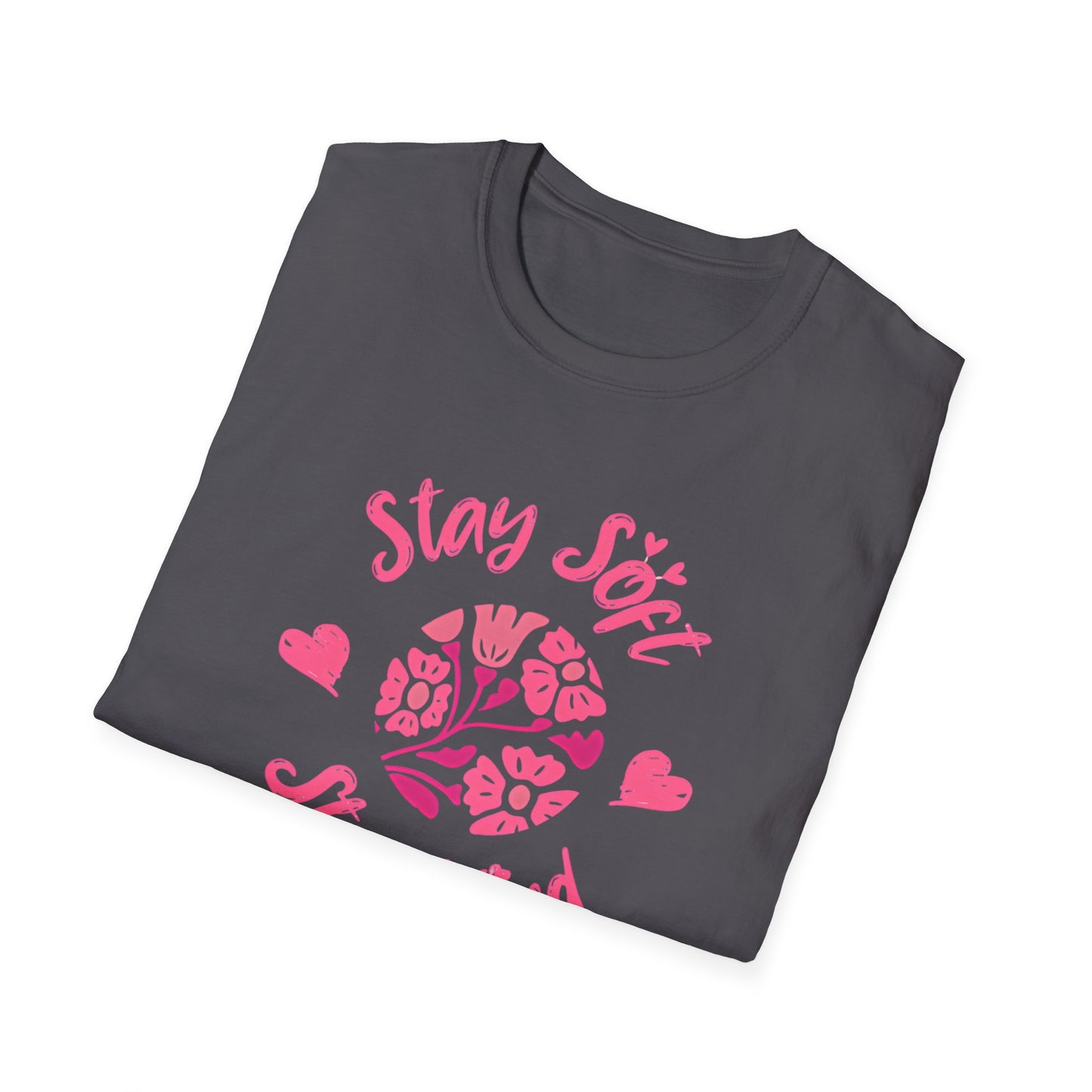 Stay Soft Stay Kind - Vibrant Boho Pink Flowers T-Shirt