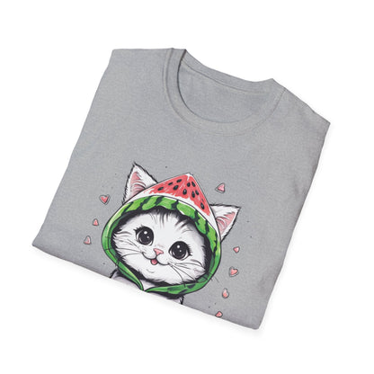 Fruit Hoodie Club T-Shirt - Kitten In A Watermelon Hoodie Design