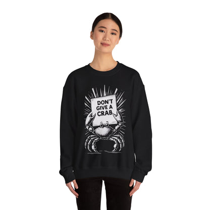 Don't Give A Crab! - Playful White Stencil Crab Holding A Sign Sweatshirt