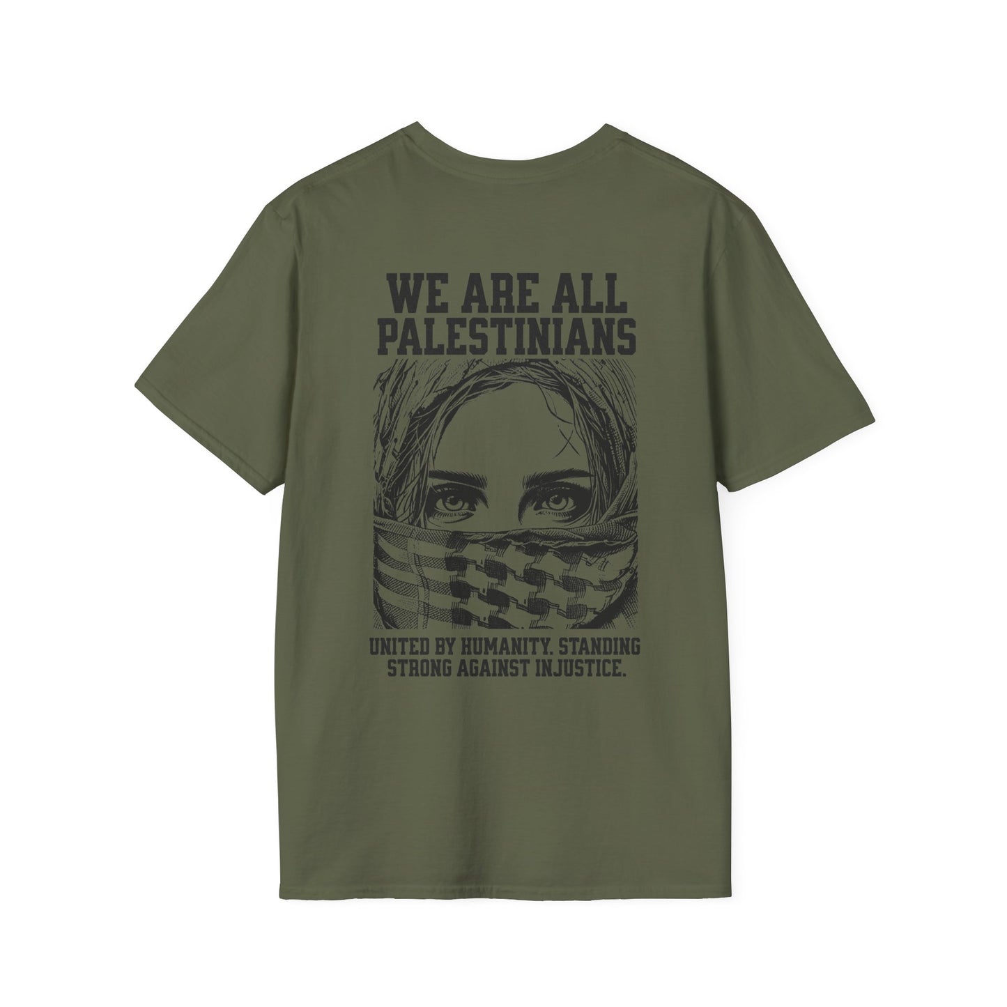 We Are All Palestinians - Front And Back Women's Face Design T-Shirt