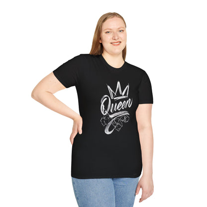 Queen T-Shirt – Chalkboard Art Crown Floral Design