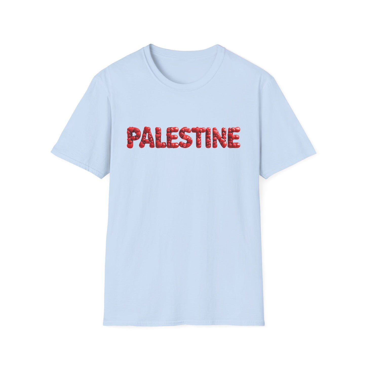 Palestine - Bubbly Red Hearts Typography T-Shirt