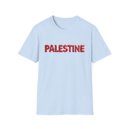 Palestine - Bubbly Red Hearts Typography T-Shirt