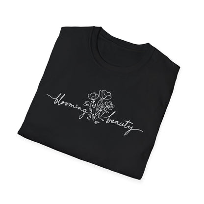 Blooming Beauty T-Shirt - Minimalistic Floral Hand Sketch Style Typography Design