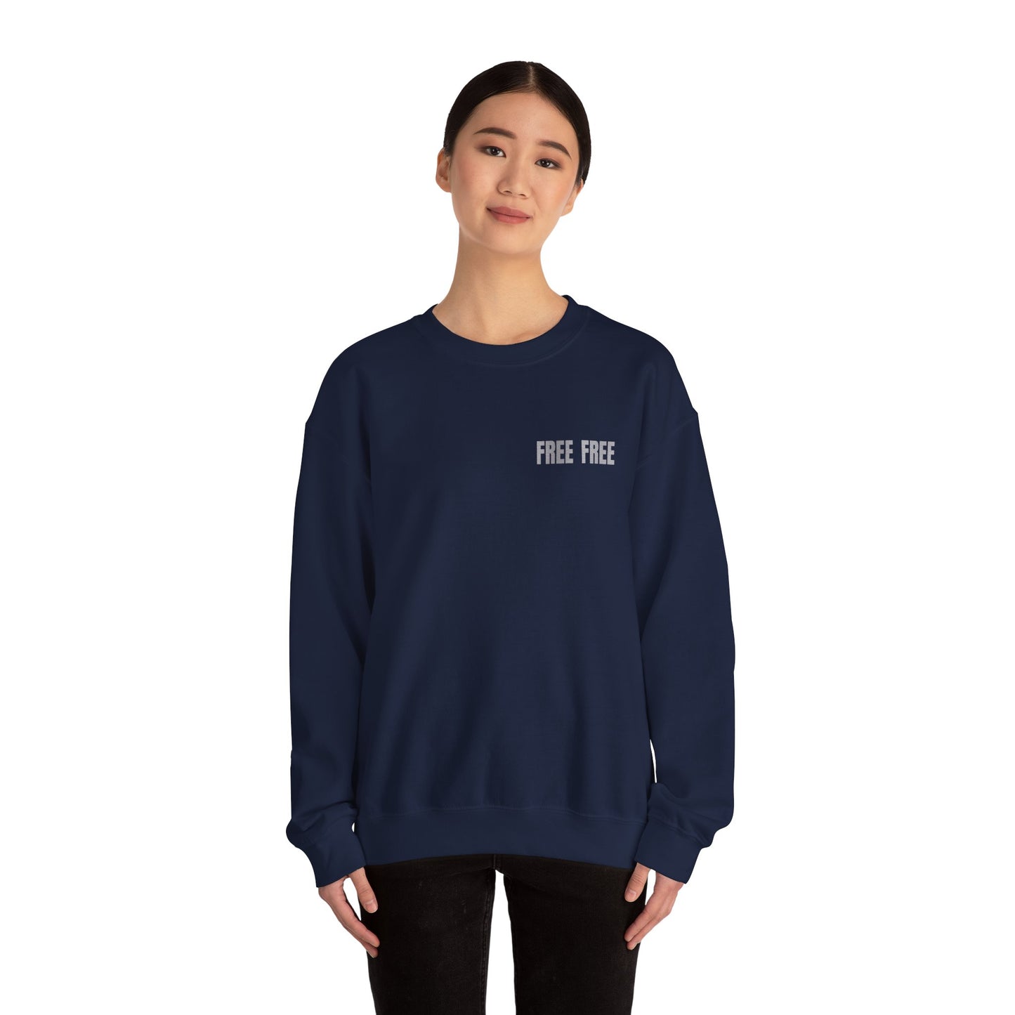Free Free Free Palestine - Monochrome Metallic-like Style Typography  Front and Back Design Sweatshirt