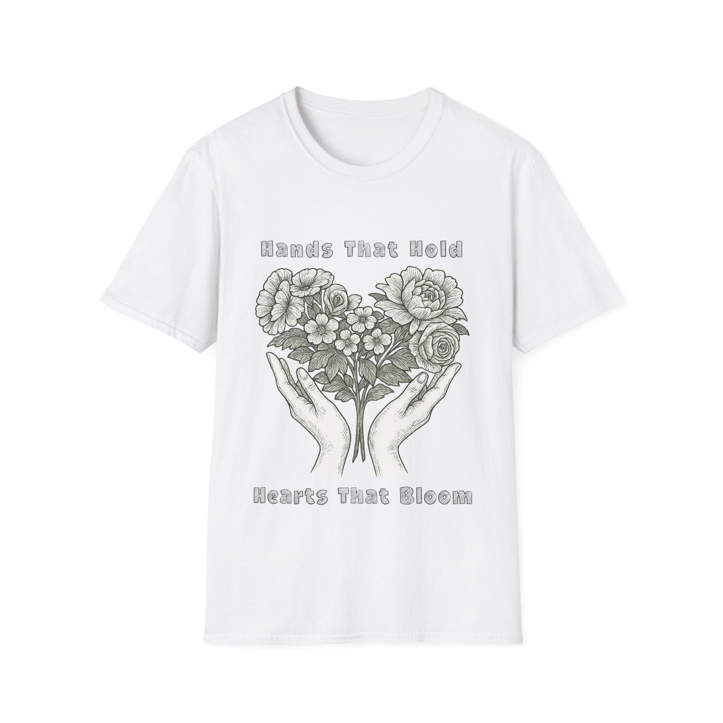 Hands That Hold, Hearts That Bloom - Monochrome T-Shirt
