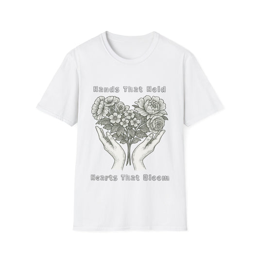 Hands That Hold, Hearts That Bloom - Monochrome T-Shirt