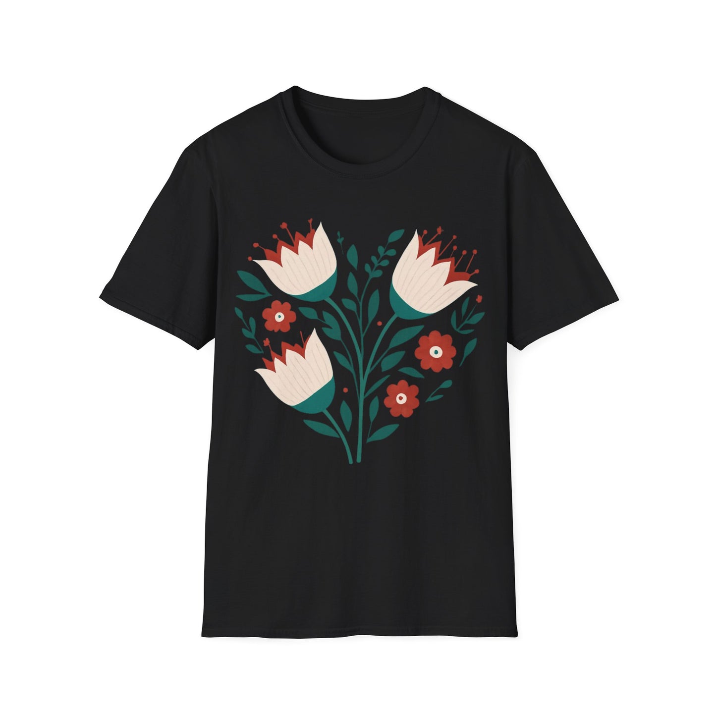 Heart Boho Flowers Minimalistic T-Shirt Design