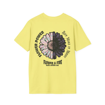 Flower Power but Make it Moody T-Shirt - Symmetrical Flower of Contrasting Designs