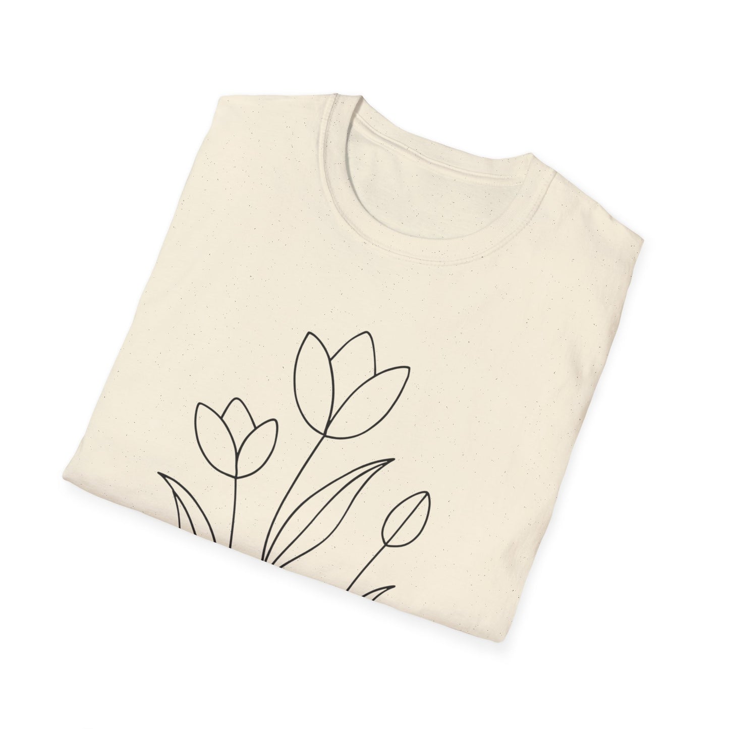 Tulip Outline T-Shirt - Line Art, Minimalistic Floral Design