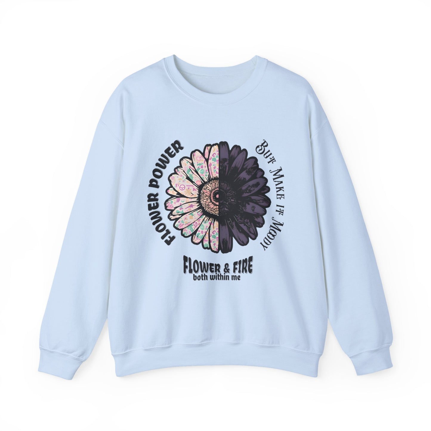 Flower Power but Make it Moody - Symmetrical Flower of Contrasting Design Sweatshirt
