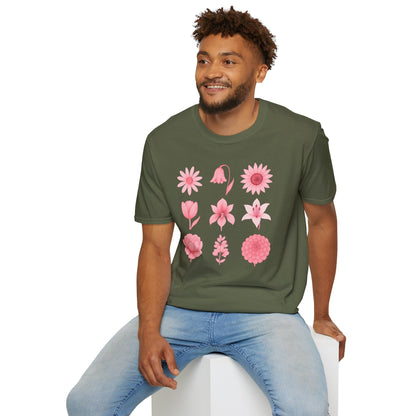 Pink Flowers Grid T-Shirt