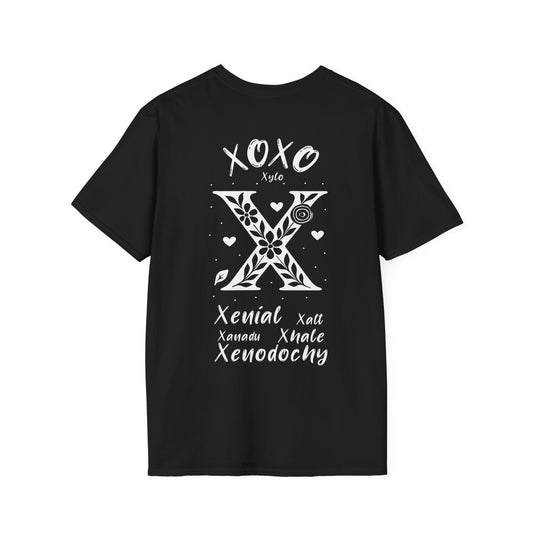 Letter X Flower T-Shirt - Letters Flowers Patterns Front And Back Design