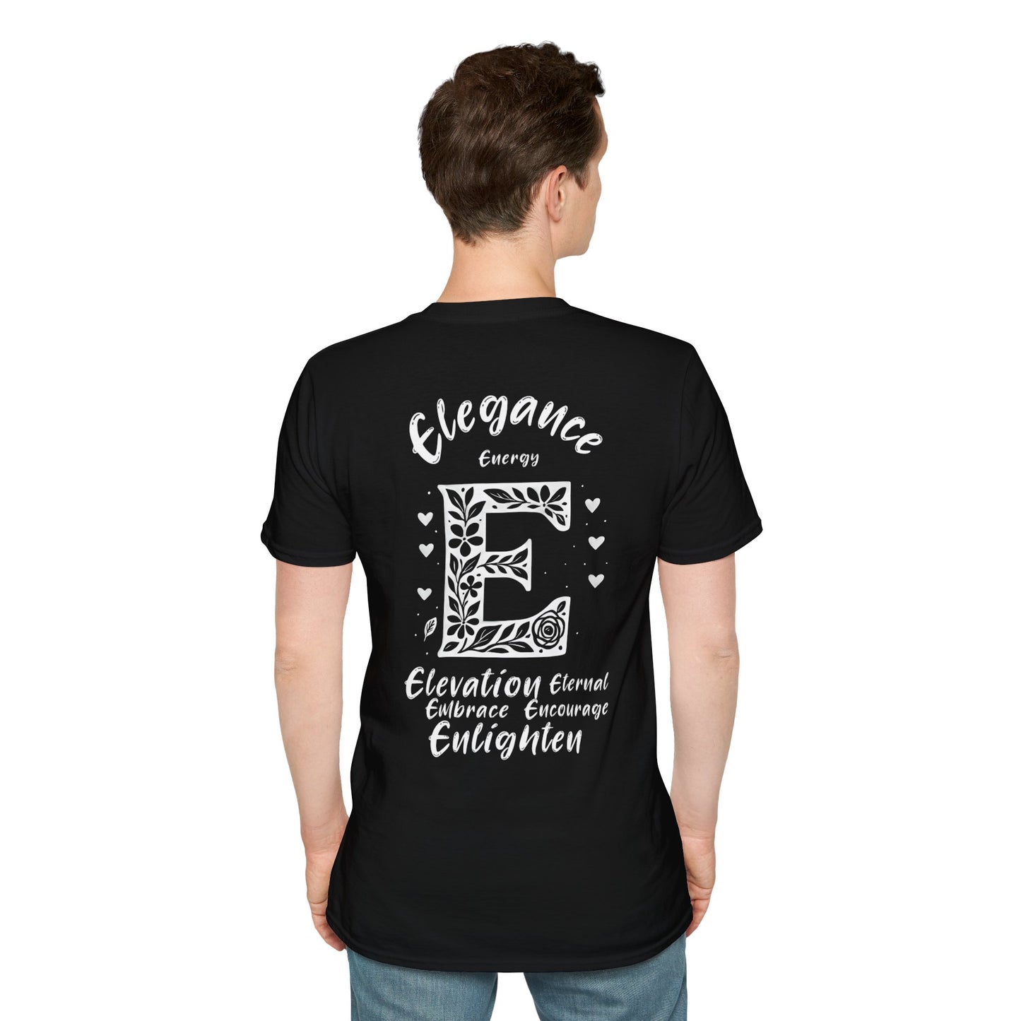 Letter E Flower T-Shirt - Letters Flowers Patterns Front And Back Design