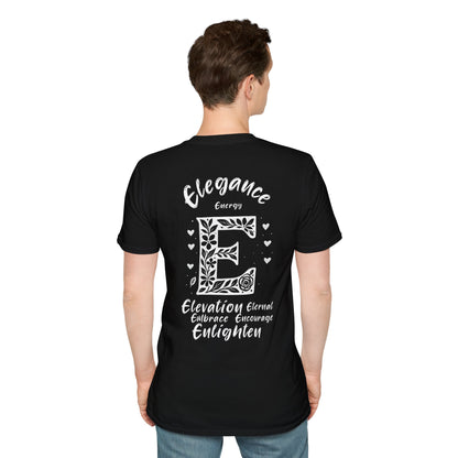 Letter E Flower T-Shirt - Letters Flowers Patterns Front And Back Design