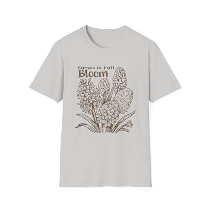Curves in Full Bloom - Monochrome Golden Floral T-Shirt