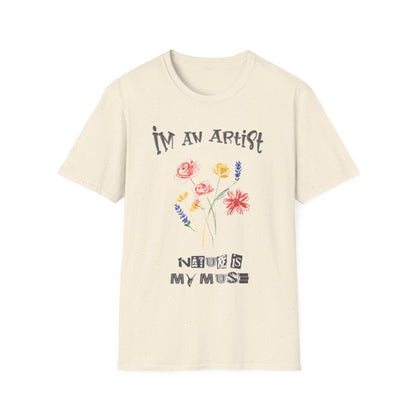 I'm An Artist Nature Is My Muse – Playful Crayon Floral T-Shirt