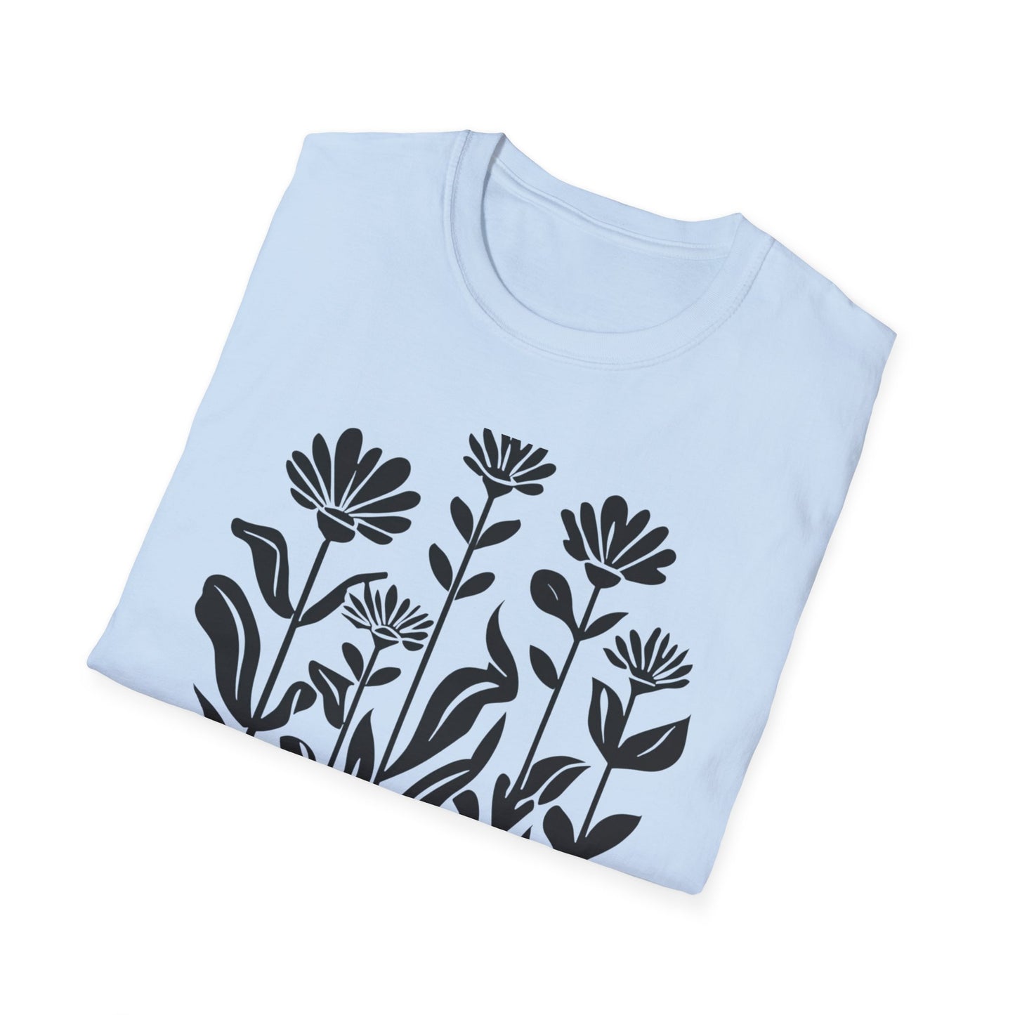Black Lino Cut Botanical Circular T-Shirt