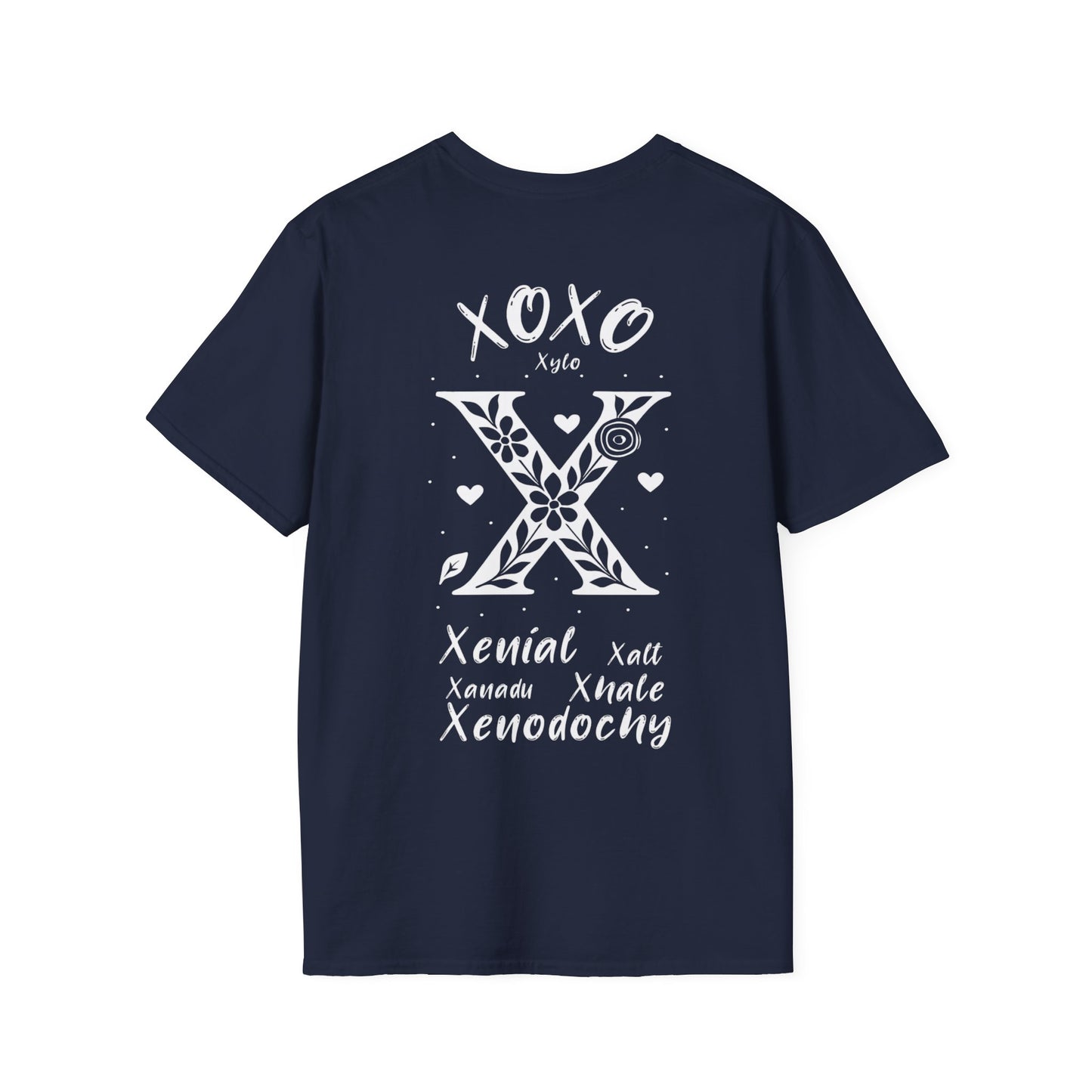 Letter X Flower T-Shirt - Letters Flowers Patterns Front And Back Design