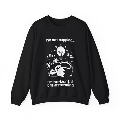I'm Not Napping, I'm Horizontal Brainstorming - Playful Silhouette Sweatshirt