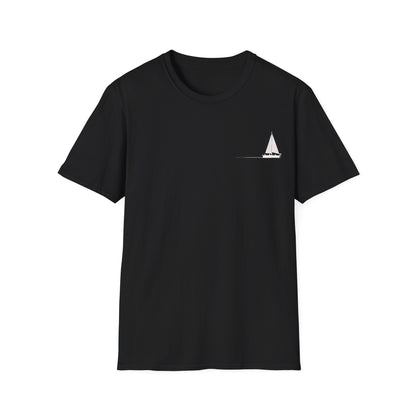 And The Journey Continues -  Minimalist Silhouette Sailboat T-Shirt