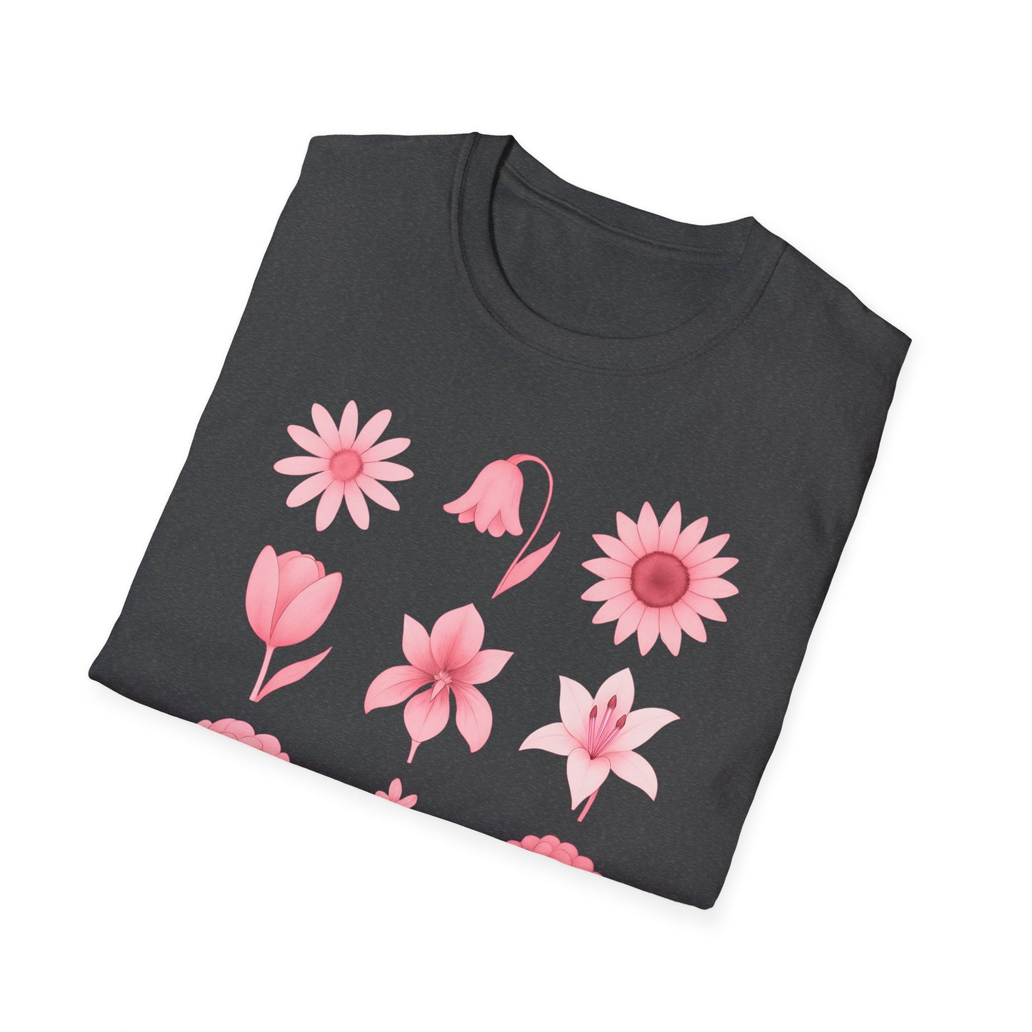Pink Flowers Grid T-Shirt