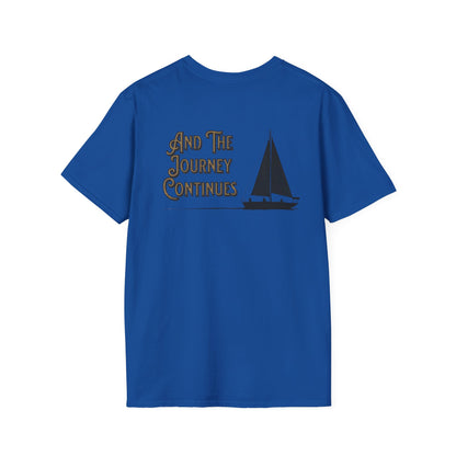 And The Journey Continues -  Minimalist Silhouette Sailboat T-Shirt