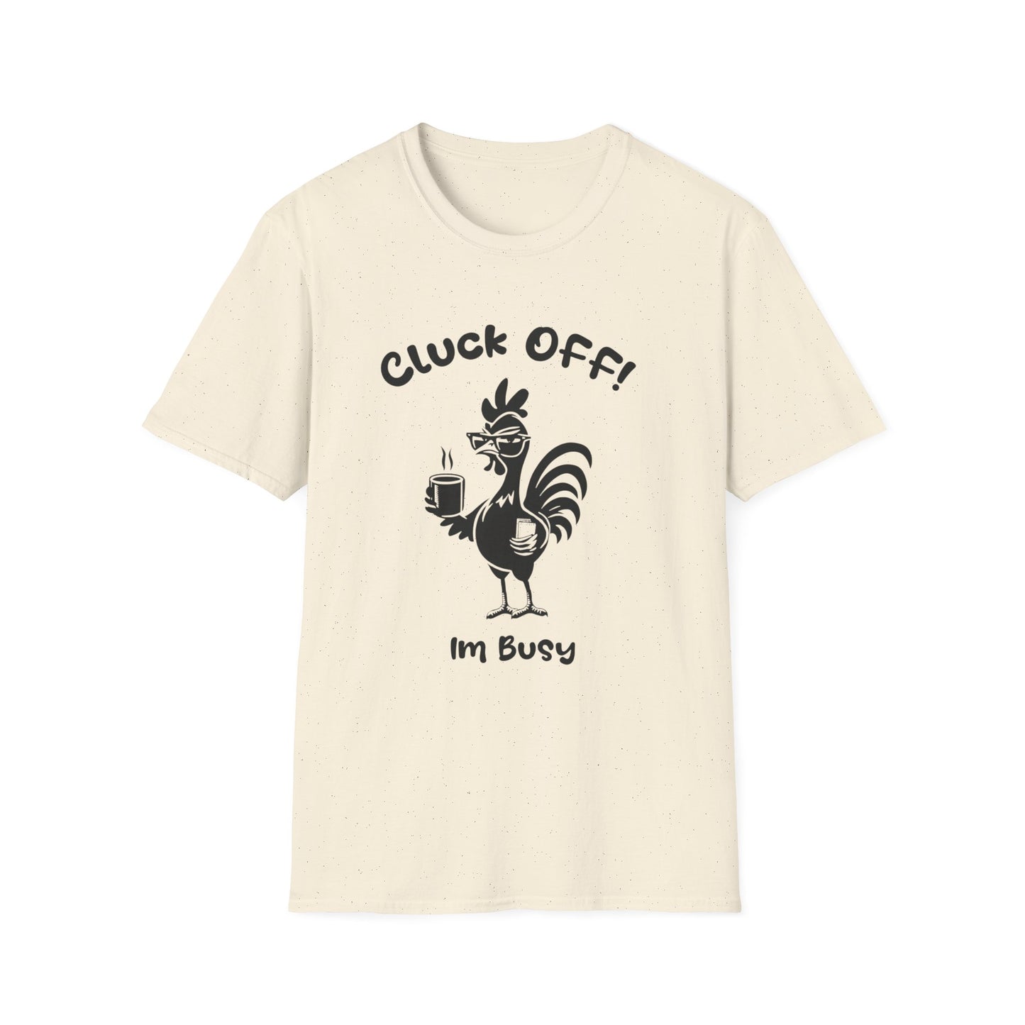 Cluck off I'm Busy - Playful Minimalistic Rooster Silhouette With Coffee And Files T-Shirt