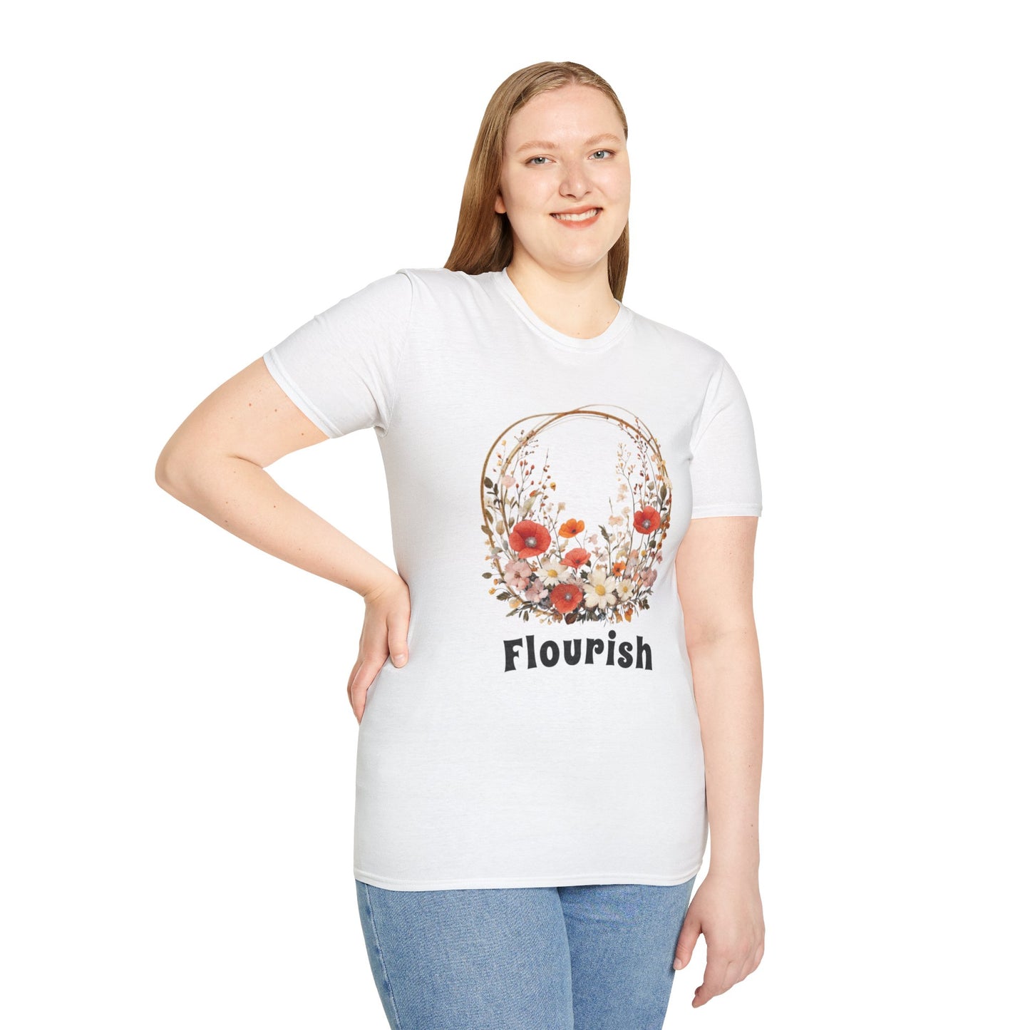 Flourish  - Vintage Watercolor Floral Circular Wreath T-Shirt
