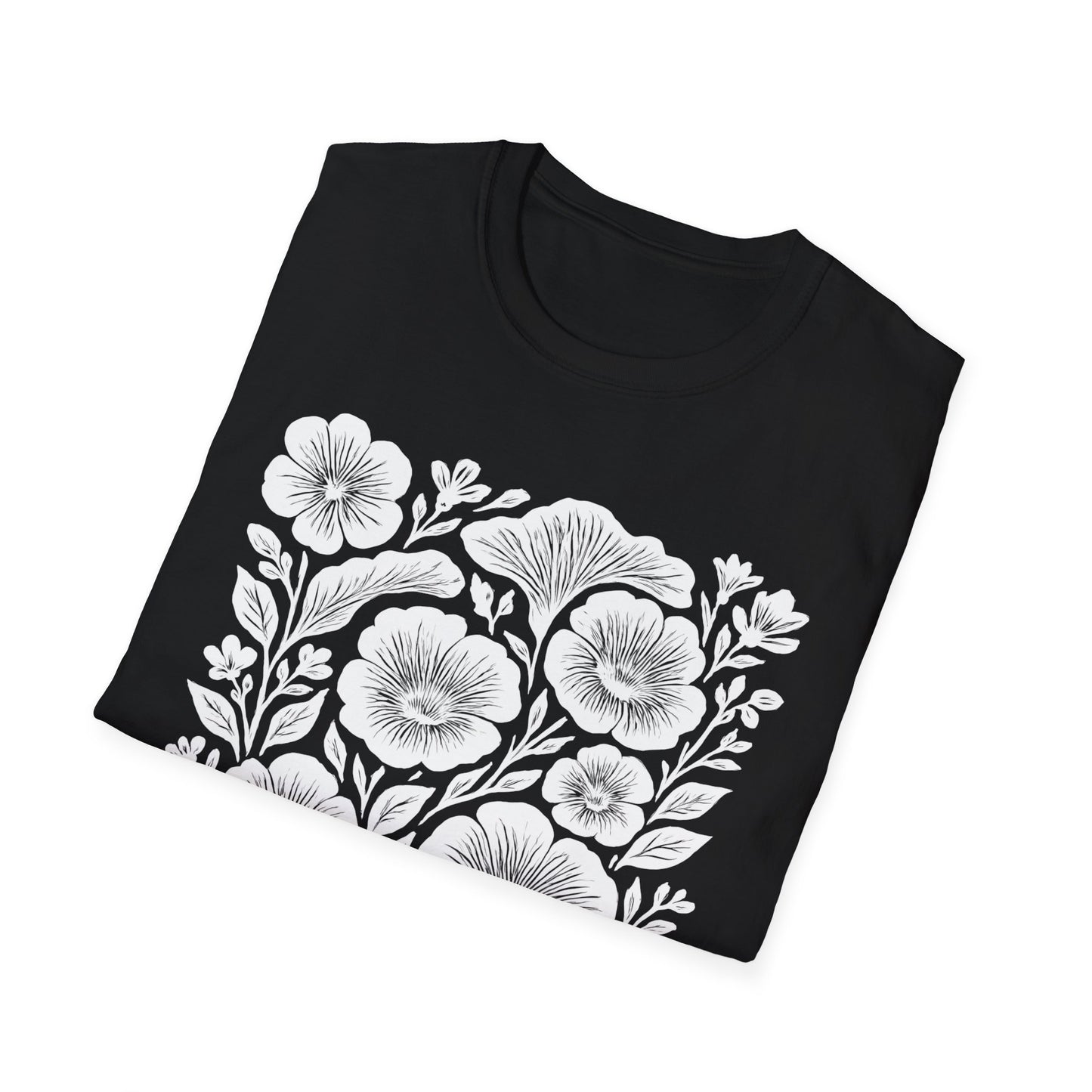 Monochrome Silhouette Cut-out Floral T-Shirt