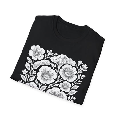 Monochrome Silhouette Cut-out Floral T-Shirt