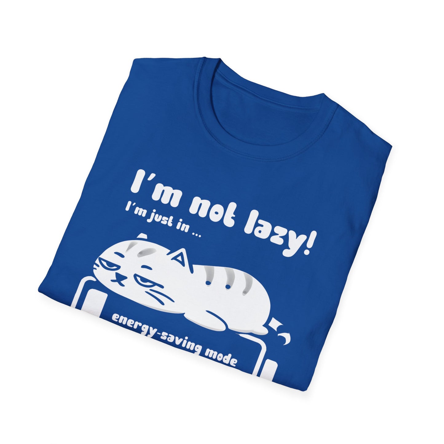 I'm not lazy, I'm Just In Energy Saving Mode - Playful Silhouette Cat On Battery T-Shirt