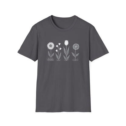Minimalistic Flowers Line T-Shirt - Botanical Line Art Design
