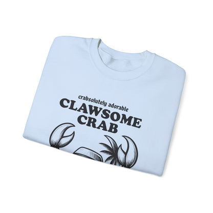 Crabsolutely Adorable Clawsome Crab - Playful Cartoon Crab With Sunglasses And Palm Tree  Sweatshirt