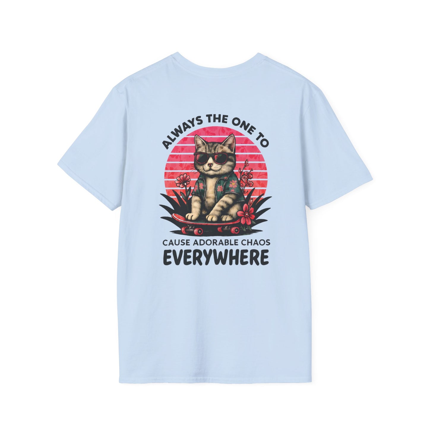 Vibrant Sunset Playful Cat on Skateboard Graphic T-Shirt  - Always The One To Cause Adorable Chaos Everywhere