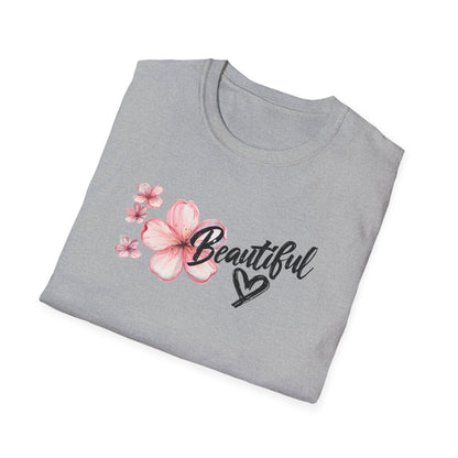 Beautiful T-Shirt - Cherry Blossom Flower with Heart - Brush Style Typography Design