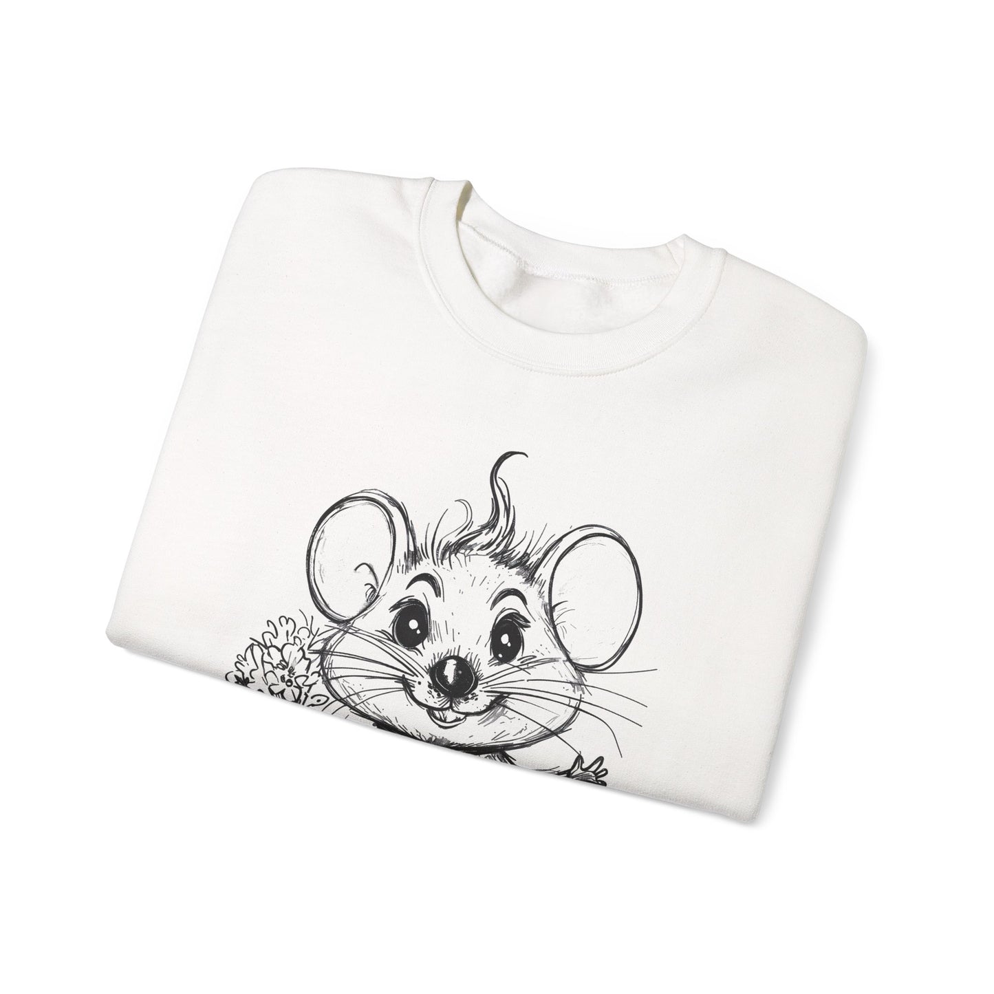 Have A Mice-Day - Playful Mouse Holding Flowers Sweatshirt