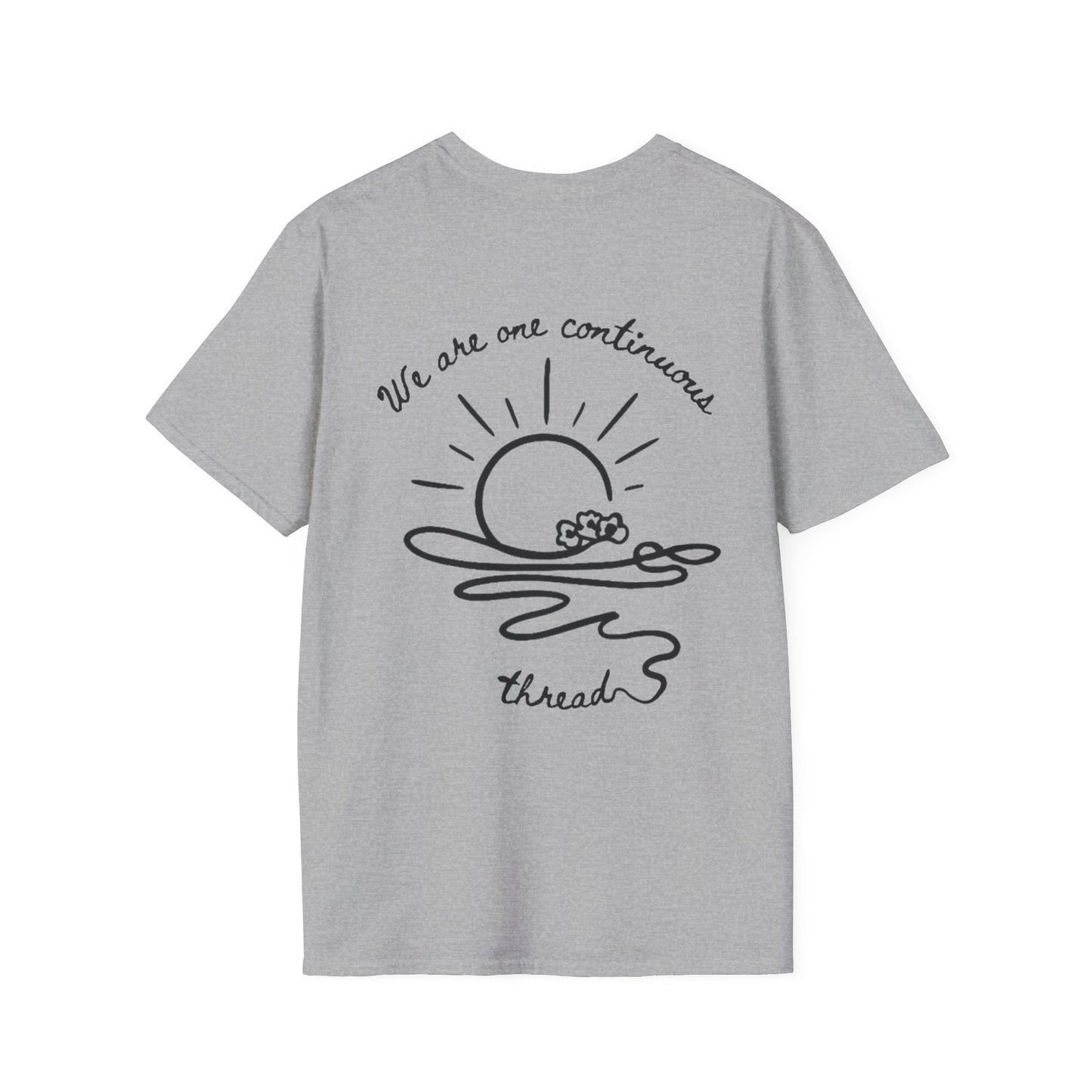 We are one continuous thread T-Shirt -  Minimalistic One-Line Sun, Water, Flowers Design