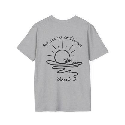 We are one continuous thread T-Shirt -  Minimalistic One-Line Sun, Water, Flowers Design