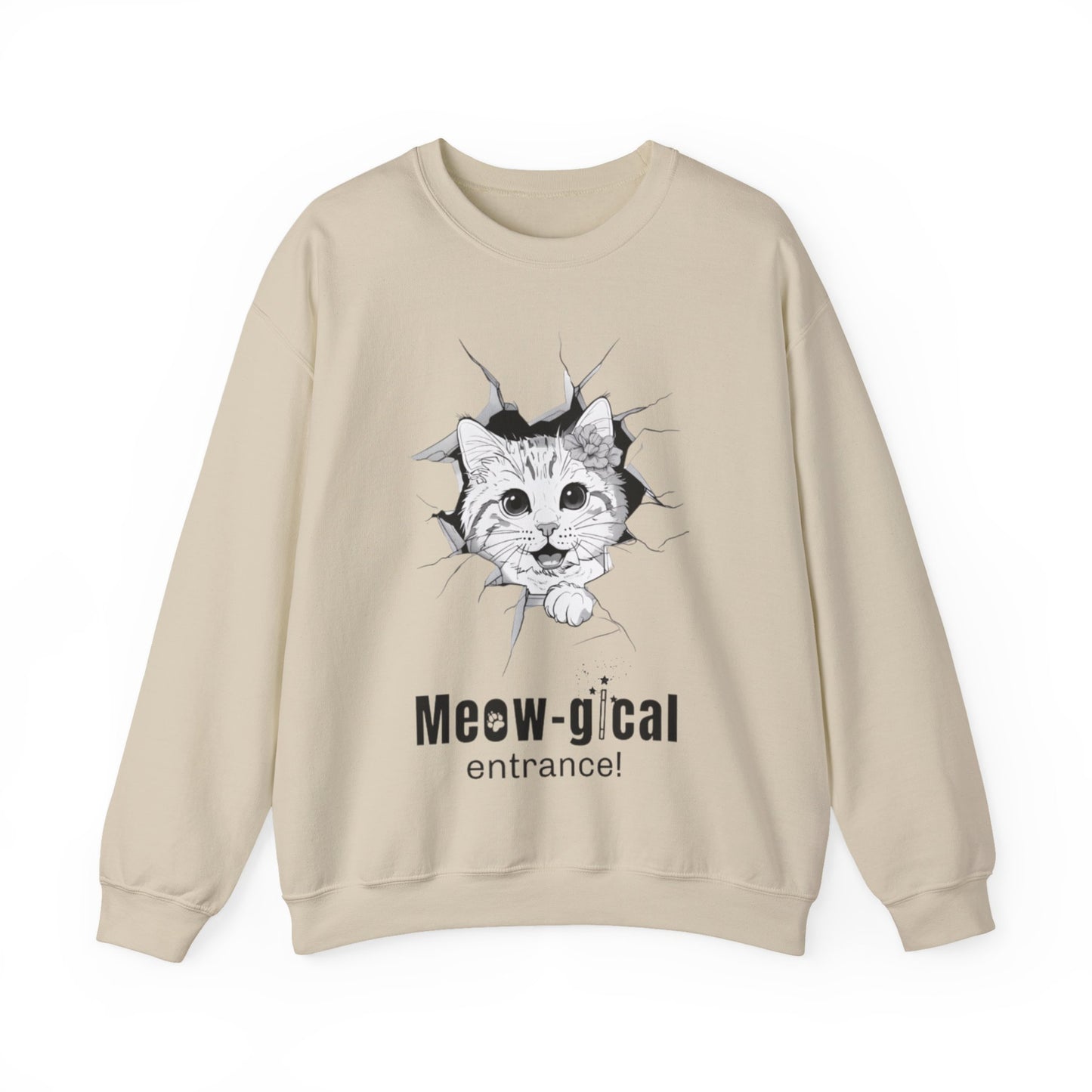 Meow-gical Entrance! - Playful Cute Kitten Breaking through Wall  Sweatshirt