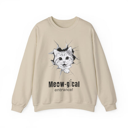 Meow-gical Entrance! - Playful Cute Kitten Breaking through Wall  Sweatshirt