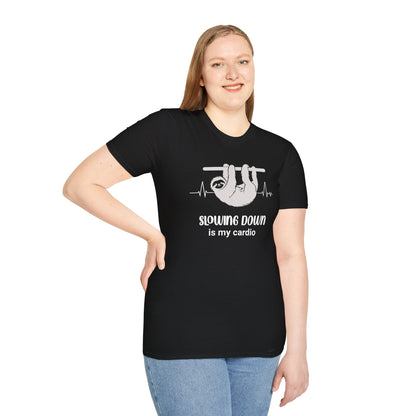 Slowing Down Is My Cardio - Sloth Silhouette With Heartbeat T-Shirt