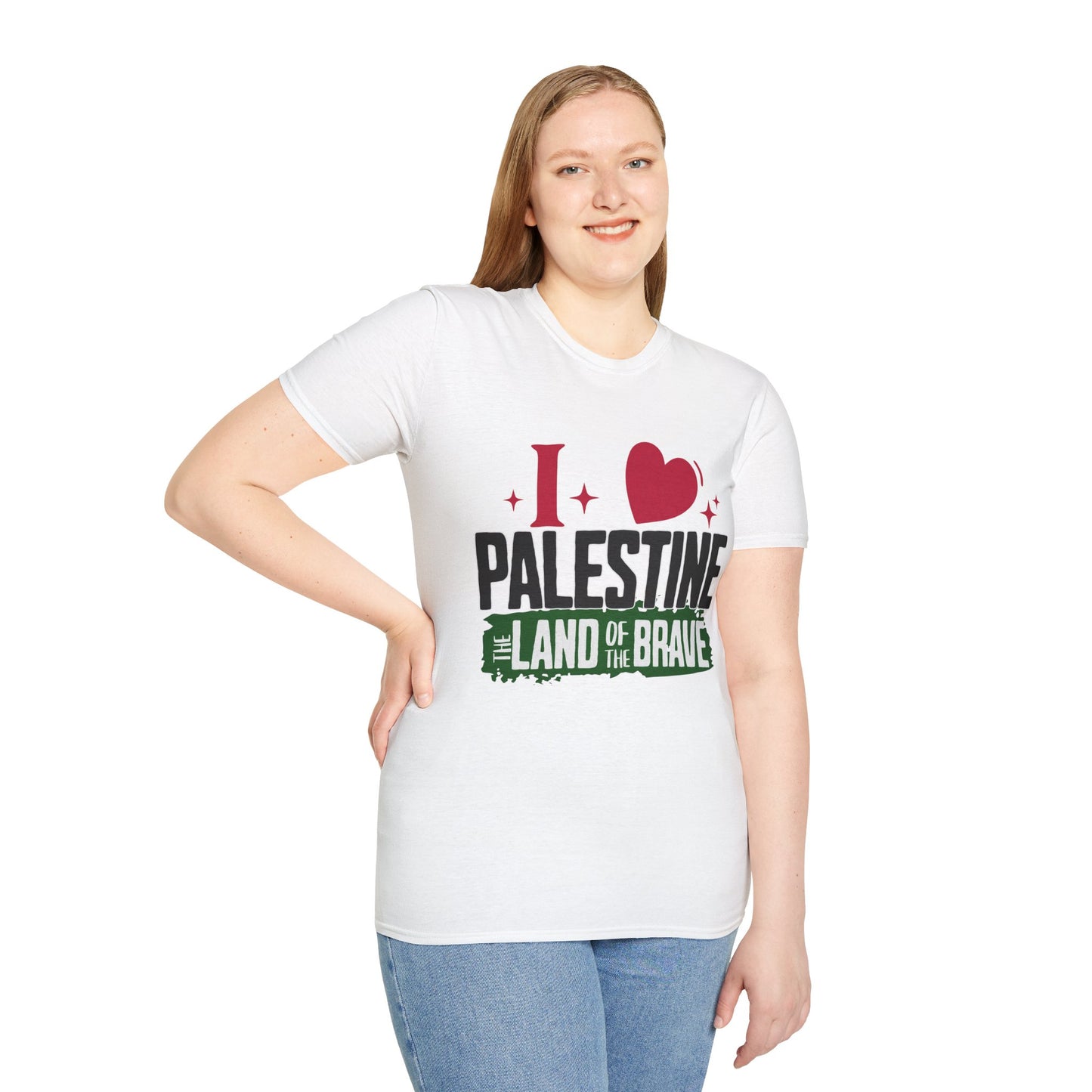 I Love Palestine, The Land Of The Brave - Typography T-Shirt
