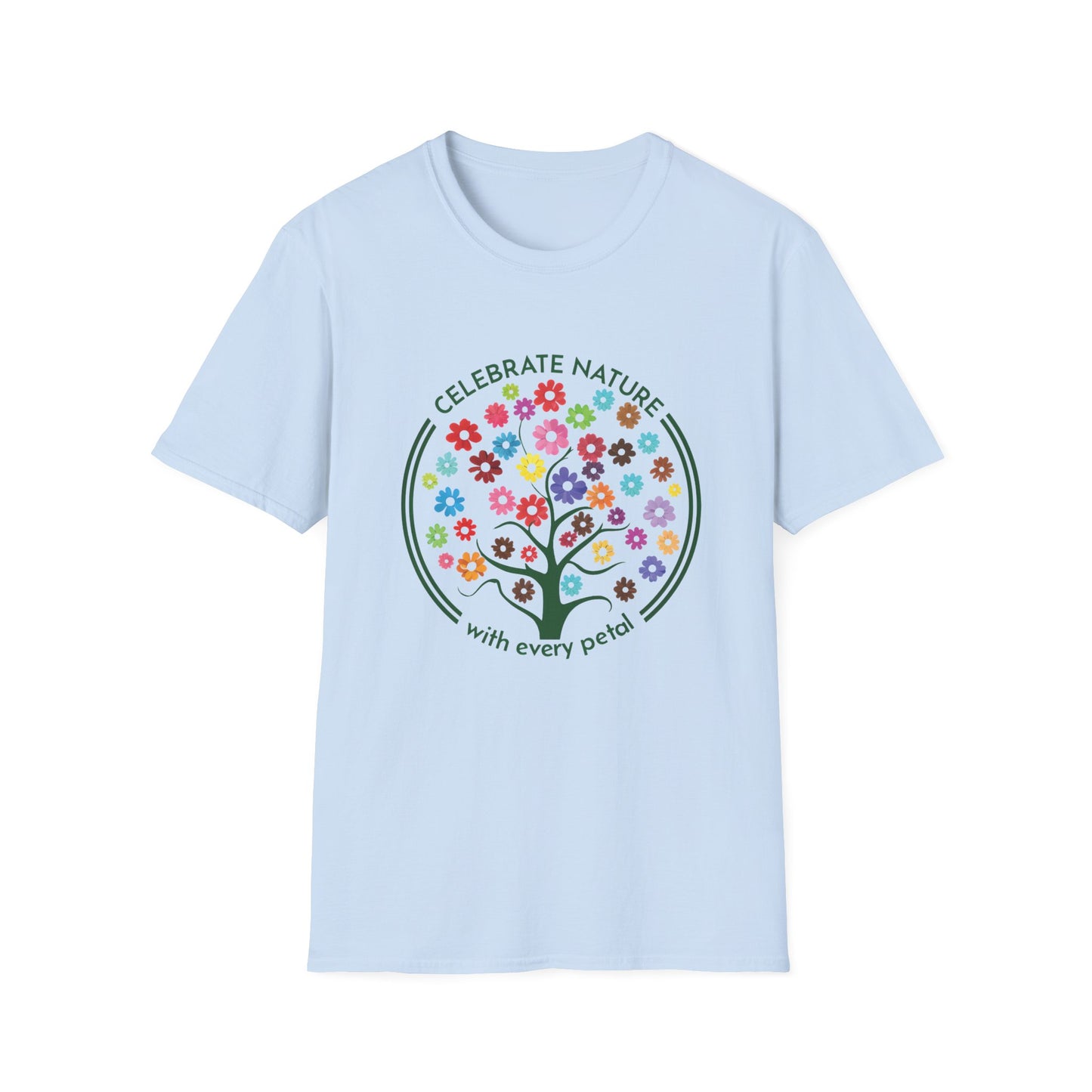 Celebrate Nature With Every Petal  - Logo Style Colorful Tree with Flowers T-Shirt