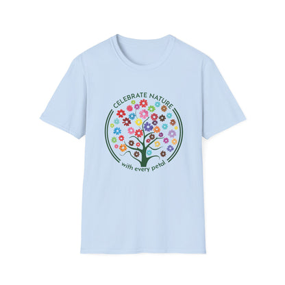 Celebrate Nature With Every Petal  - Logo Style Colorful Tree with Flowers T-Shirt