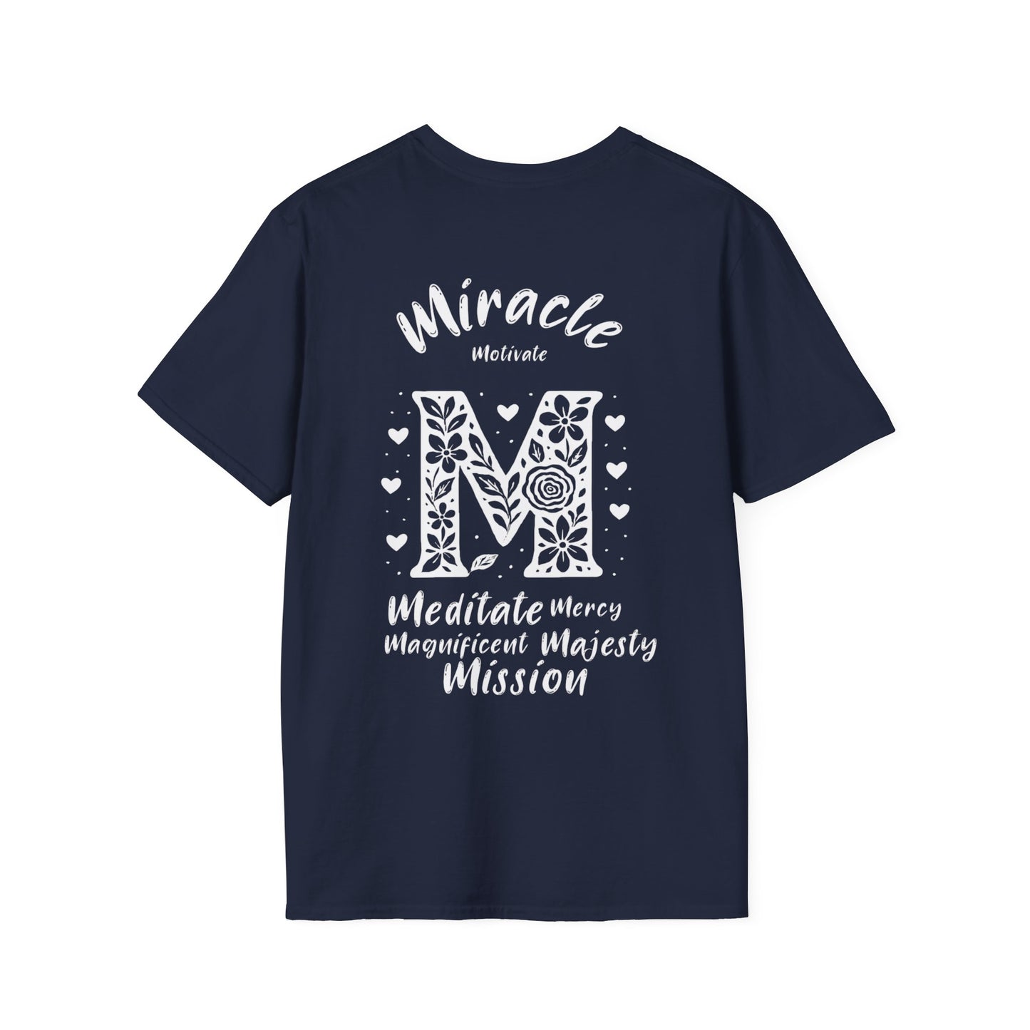 Letter M Flower T-Shirt - Letters Flowers Patterns Front And Back Design