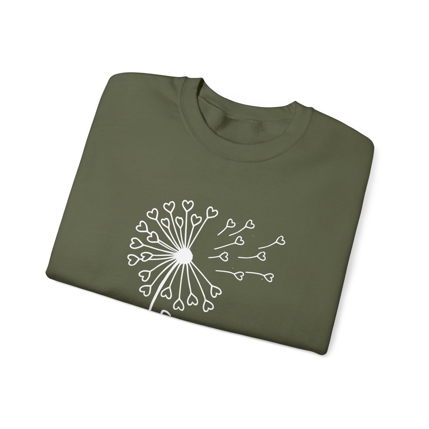 So (Sow) much love - Playful Minimalistic Dandelion with Heart Shapes Sweatshirt